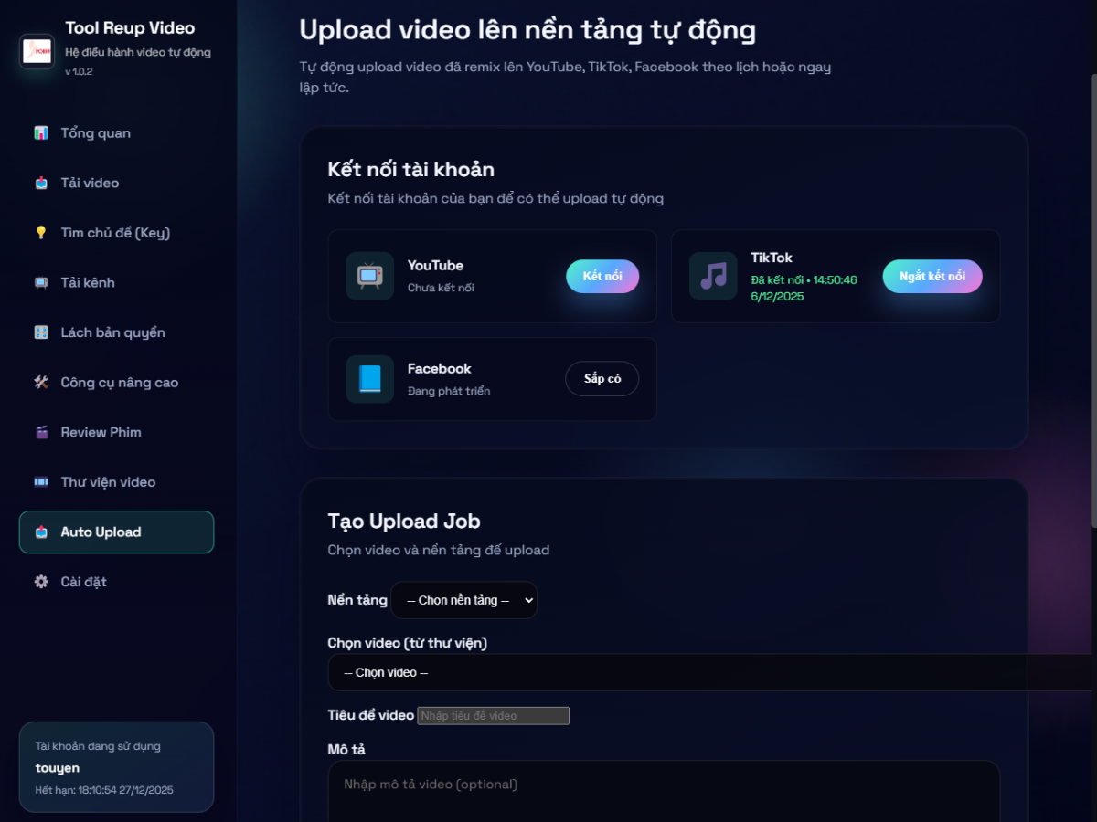 Tools Reup Video Đa Nền Tảng (1 tháng) - Ảnh 9