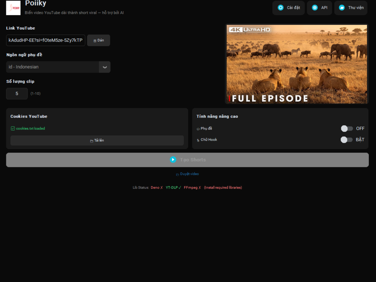 Tool tự động chuyển đổi YouTube thành nội dung ngắn