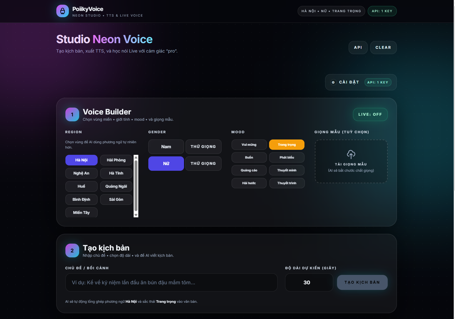 Tool Tạo Giọng Nói AI Vùng Miền – Poiiky-Voice ( Vĩnh Viễn )